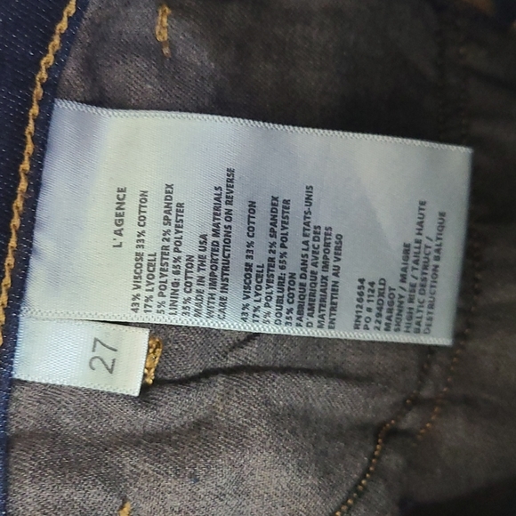L'agence  Margot Skinny High Rise Destressed Blue Jeans Size 27 - Picture 8 of 10